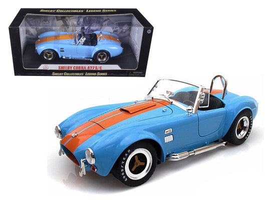 1965 Shelby Cobra 427 S/C Blue With Orange Stripes 1/18 Diecast Model Car by Shelby Collectibles-0