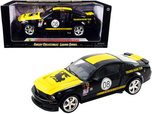2008 Ford Shelby Mustang #08 "Terlingua" Black and Yellow "Shelby Collectibles Legend" Series 1/18 Diecast Model Car by Shelby Collectibles-0