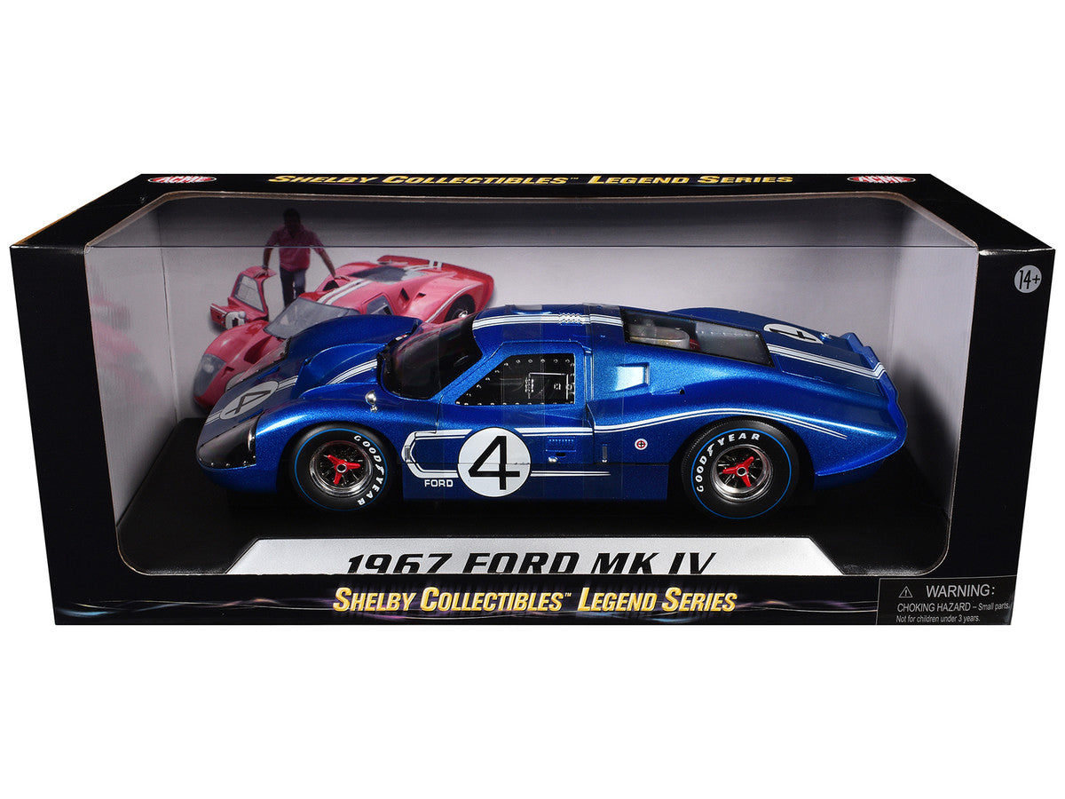 Ford GT MK IV #4 Blue L. Ruby - D. Hulme 24 Hours of Le Mans (1967) 1/18 Diecast Model Car by Shelby Collectibles-1