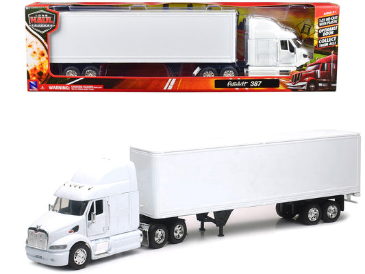 Peterbilt 387 Truck with Dry Goods Trailer White "Long Haul Truckers" Series 1/32 Diecast Model by New Ray-0