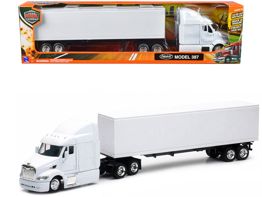 Peterbilt 387 Truck with Dry Goods Trailer White "Long Haul Trucker" Series 1/43 Diecast Model by New Ray-0
