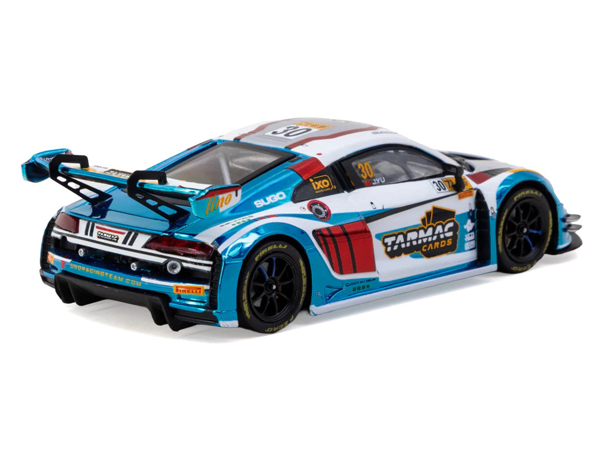 Audi R8 LMS GT3 evo II #30 James Yu "Uno Racing Team" "Macau GT Cup - FIA GT World Cup" (2024) with A4 Poster "Hobby43" Series 1/43 Diecast Model Car by Tarmac Works-2