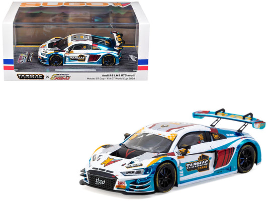 Audi R8 LMS GT3 evo II #30 James Yu "Uno Racing Team" "Macau GT Cup - FIA GT World Cup" (2024) with A4 Poster "Hobby43" Series 1/43 Diecast Model Car by Tarmac Works-0