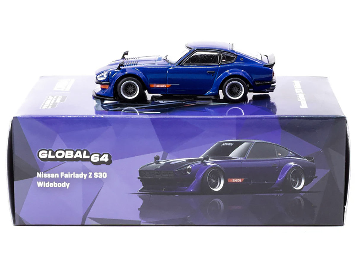 Nissan Fairlady Z S30 Widebody RHD (Right Hand Drive) "Designed by Jon Sibal" Blue Metallic "Global64" Series 1/64 Diecast Model Car by Tarmac Works-1