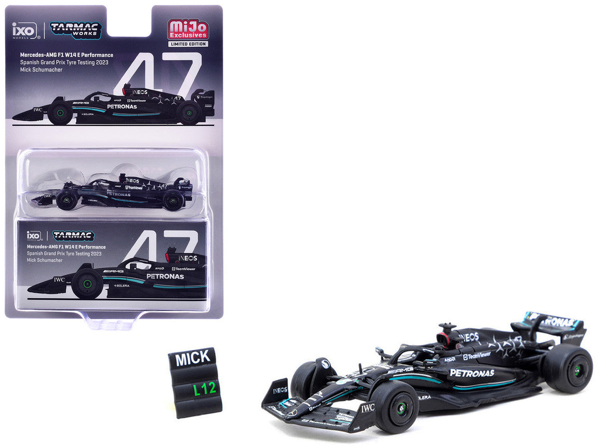 Mercedes-AMG F1 W14 E Performance #47 Mick Schumacher Formula One F1 "Spanish GP Tyre Testing" (2023) with Pit Board "Global64" Series 1/64 Diecast Model by Tarmac Works-3