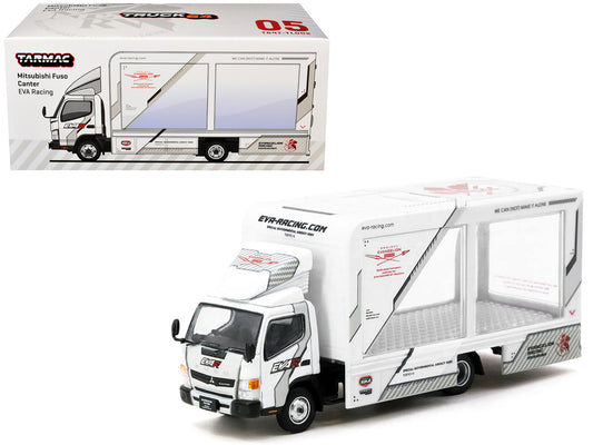 Mitsubishi Fuso Canter Mobile Display Truck RHD (Right Hand Drive) "EVA Racing" White with Graphics "Truck64" Series 1/64 Diecast Model Car by Tarmac Works-0