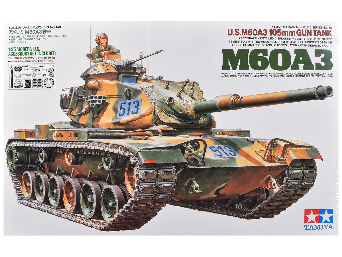 Model Kit US M60A3 105mm Gun Tank "US Army" 1/35 Scale Model by Tamiya-0