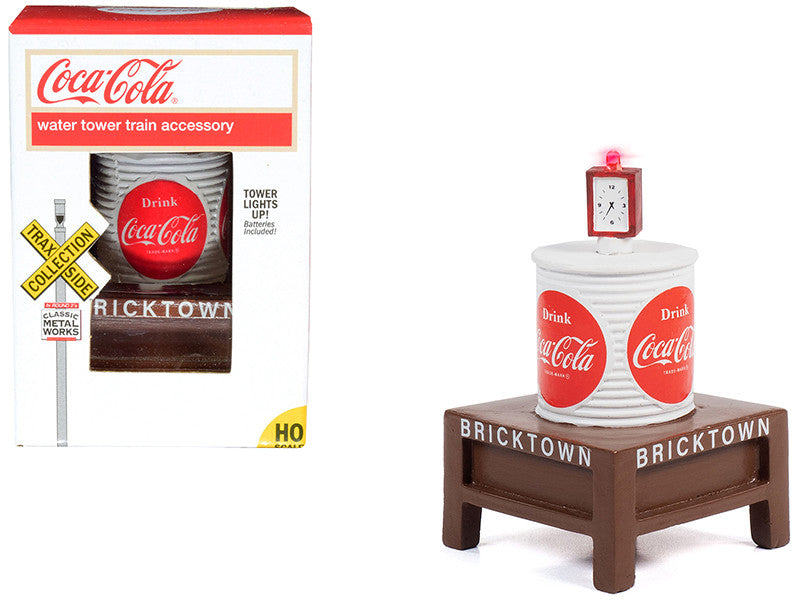 "Coca-Cola" Water Tower with Light "Bricktown" for 1/87 (HO) Scale Models by Classic Metal Works-0