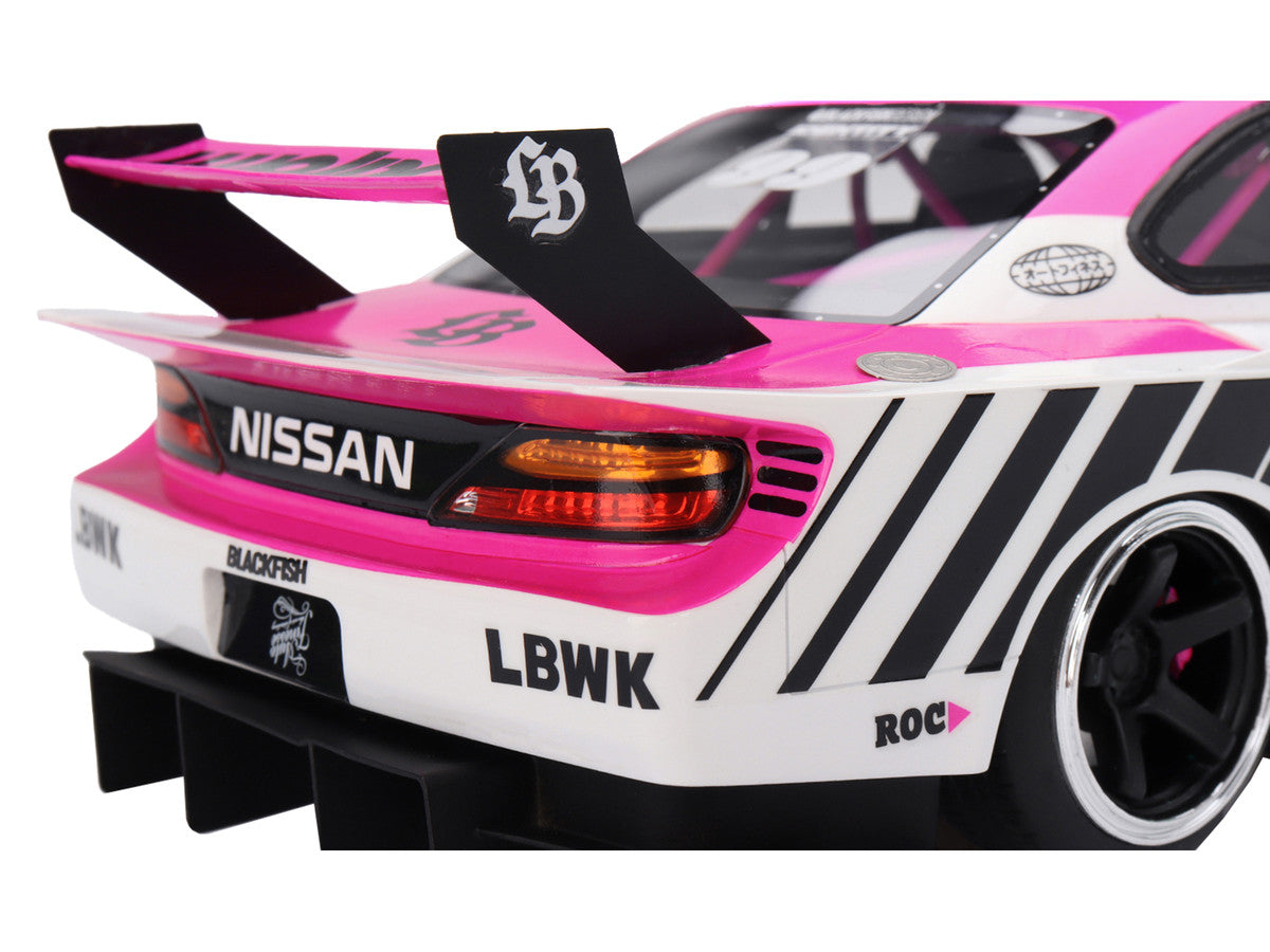 Nissan "LB-Super Silhouette" S15 SILVIA RHD (Right Hand Drive) #99 "Auto Finesse - SEMA 2023" White and Pink 1/18 Model Car by Top Speed-2