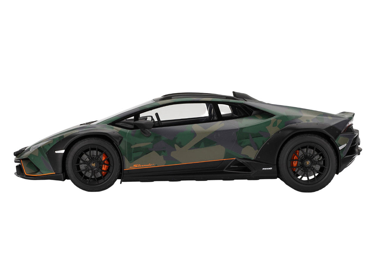 Lamborghini Huracan Sterrato All-Terrain "BOSCO" Green Camouflage 1/18 Model Car by Top Speed-0