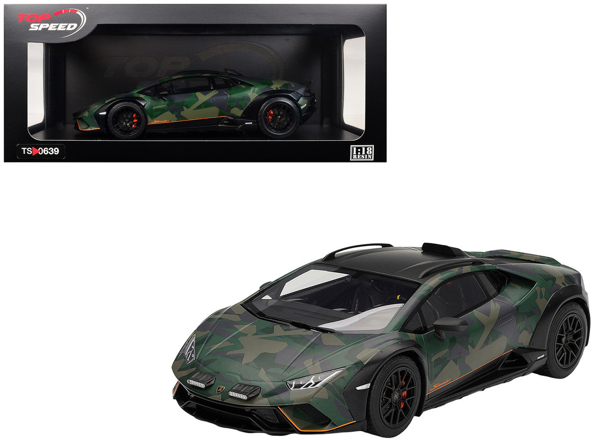 Lamborghini Huracan Sterrato All-Terrain "BOSCO" Green Camouflage 1/18 Model Car by Top Speed-4