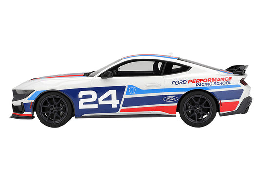 Ford Mustang Dark Horse #24 "Ford Performance Racing School" White with Graphics 1/18 Model Car by Top Speed-0