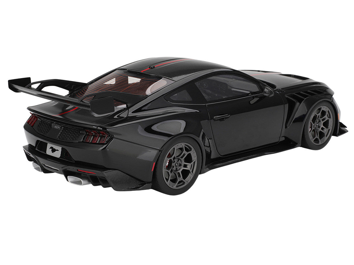 Ford Mustang GTD Shadow Black with Red Stripe 1/18 Model Car by Top Speed-1