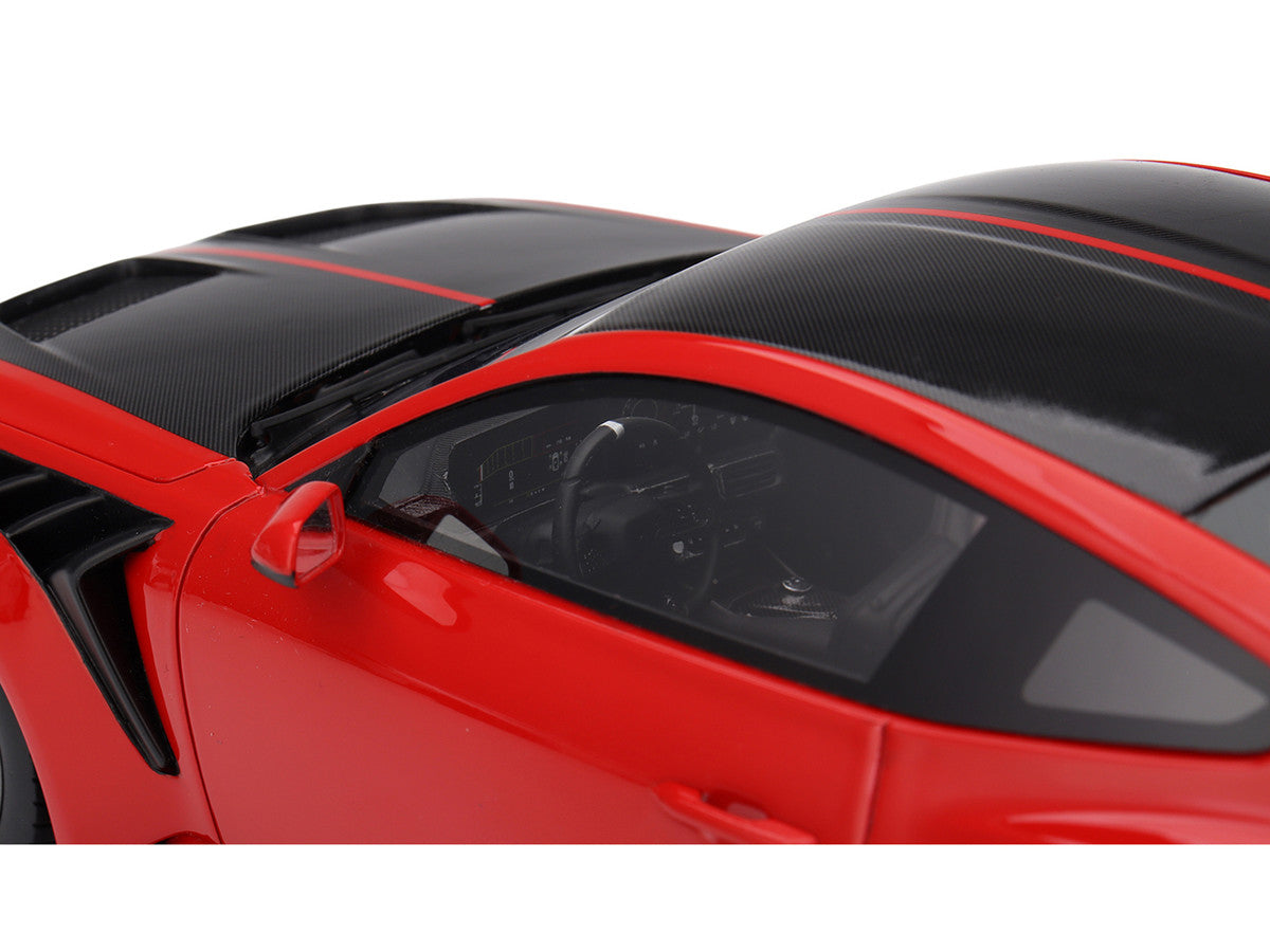 Ford Mustang GTD Race Red and Carbon Fiber with Red Stripe 1/18 Model Car by Top Speed-2