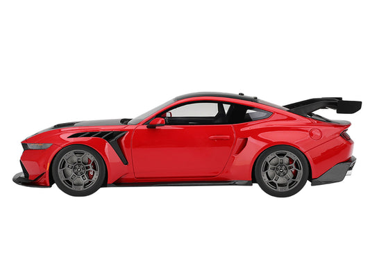 Ford Mustang GTD Race Red and Carbon Fiber with Red Stripe 1/18 Model Car by Top Speed-0