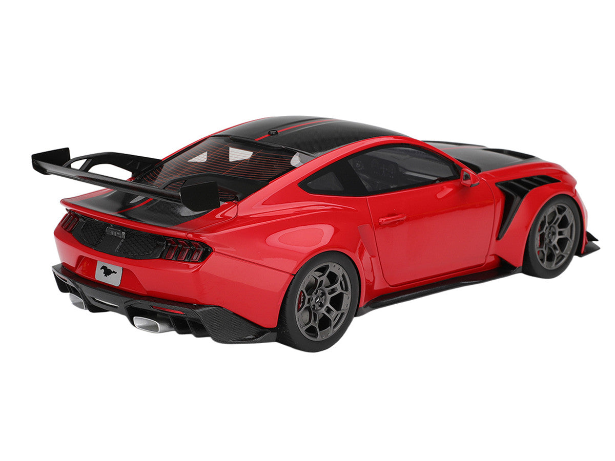 Ford Mustang GTD Race Red and Carbon Fiber with Red Stripe 1/18 Model Car by Top Speed-1
