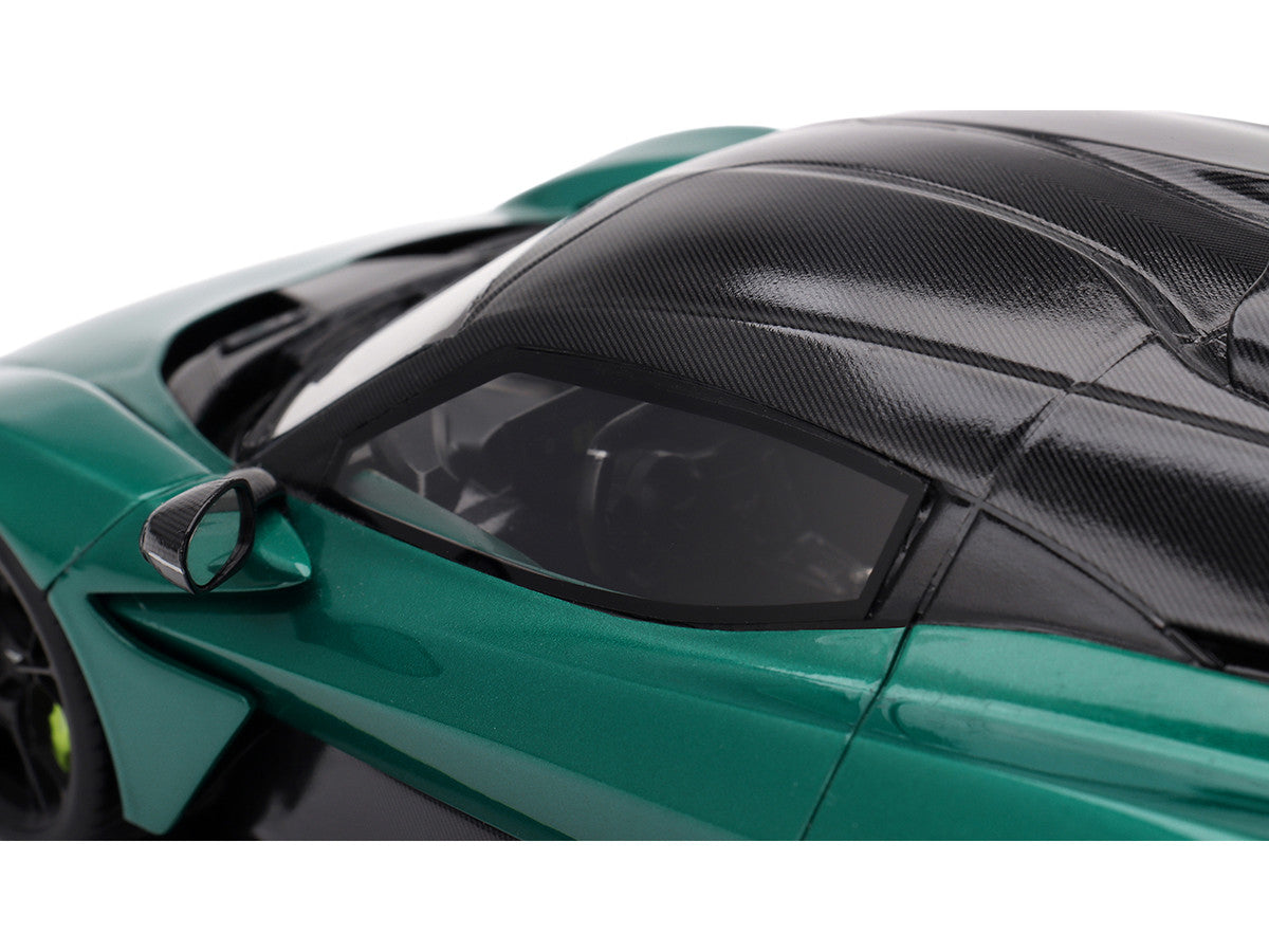Aston Martin Valhalla Podium Green Metallic with Carbon Top 1/18 Model Car by Top Speed-3