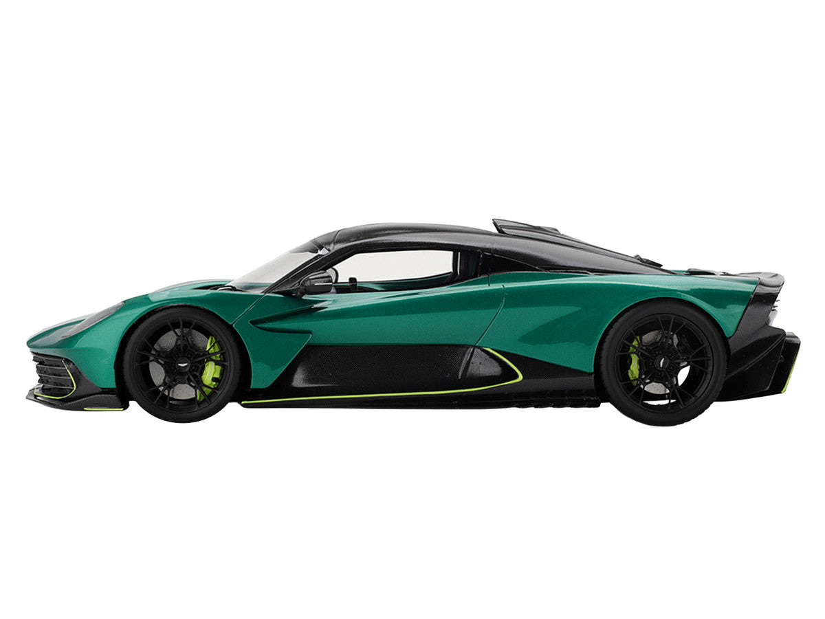 Aston Martin Valhalla Podium Green Metallic with Carbon Top 1/18 Model Car by Top Speed-1