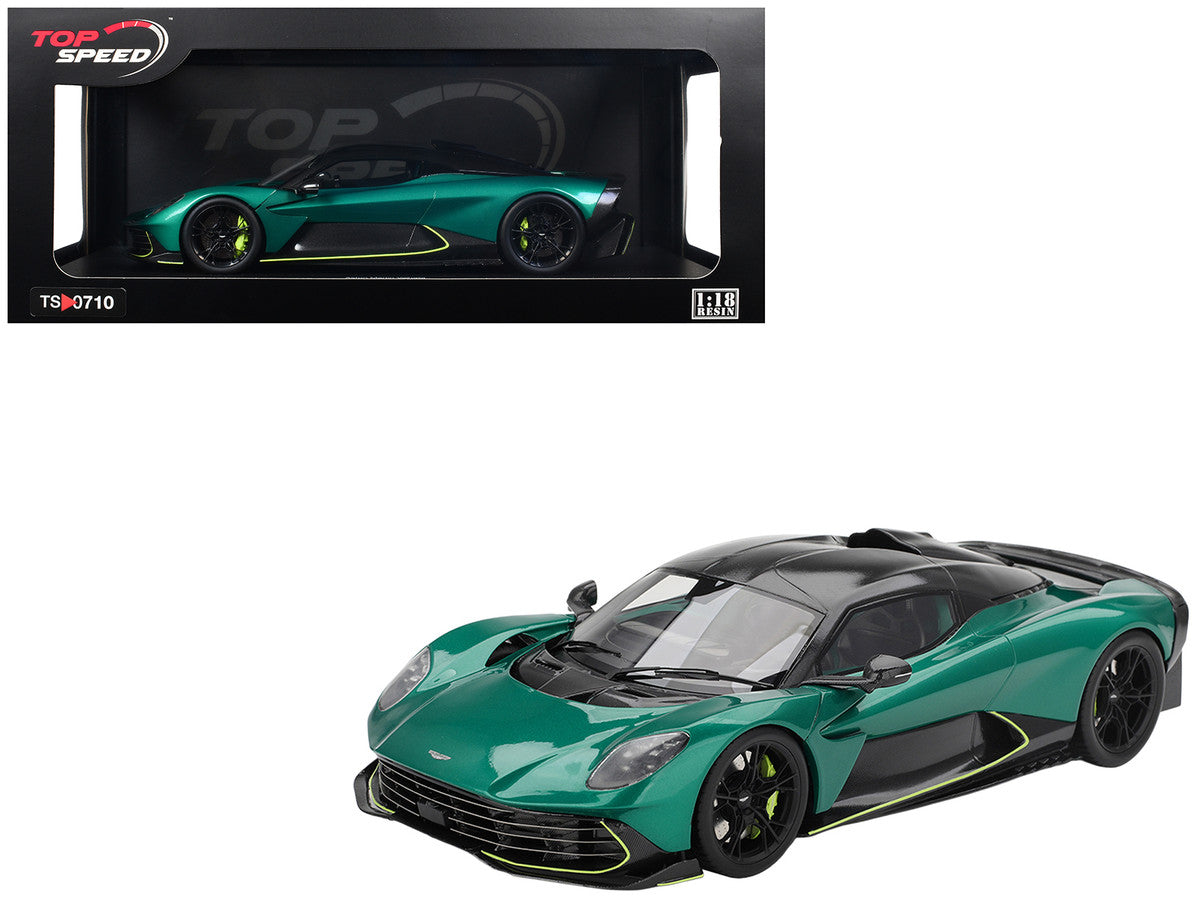 Aston Martin Valhalla Podium Green Metallic with Carbon Top 1/18 Model Car by Top Speed-4