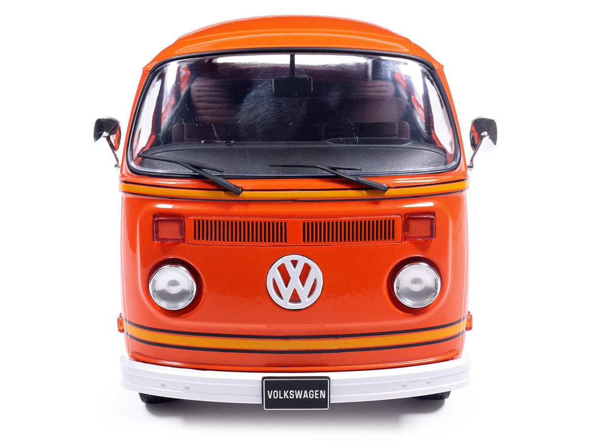 1978 Volkswagen Type 2 Bus "Elektrotransporter" Orange with Yellow Stripes 1/18 Diecast Model by IXO Models-2