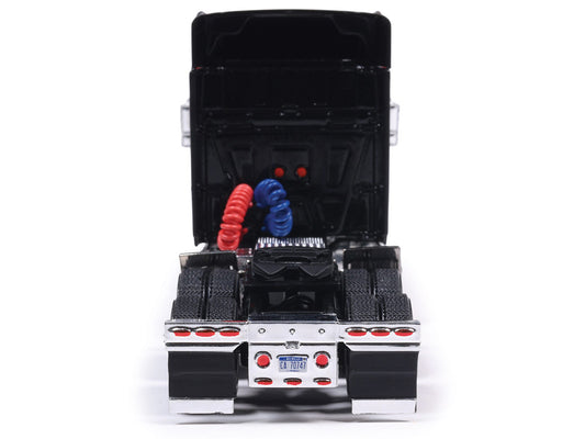 2010 International Lonestar Truck Tractor Black with Flame Graphics 1/64 Diecast Model by IXO Models-0