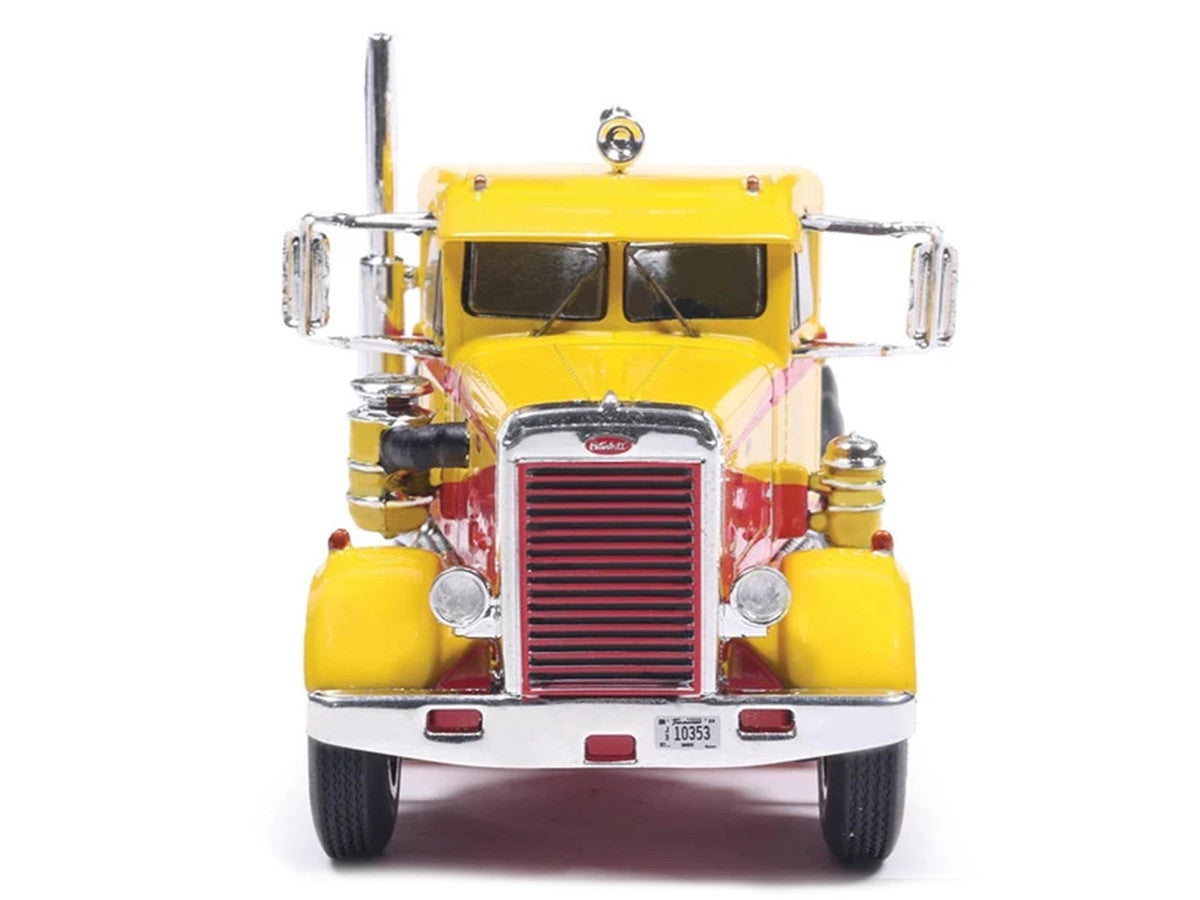1963 Peterbilt 381 Truck Tractor Yellow with Red Graphics 1/64 Diecast Model Car by IXO Models-0