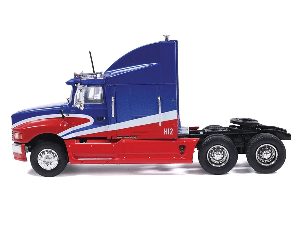 1990 Ford Aeromax Truck Tractor Blue Metallic and Red with White Stripes 1/64 Diecast Model Car by IXO Models-1