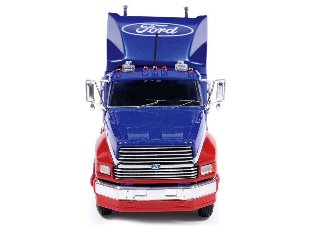 1990 Ford Aeromax Truck Tractor Blue Metallic and Red with White Stripes 1/64 Diecast Model Car by IXO Models-3