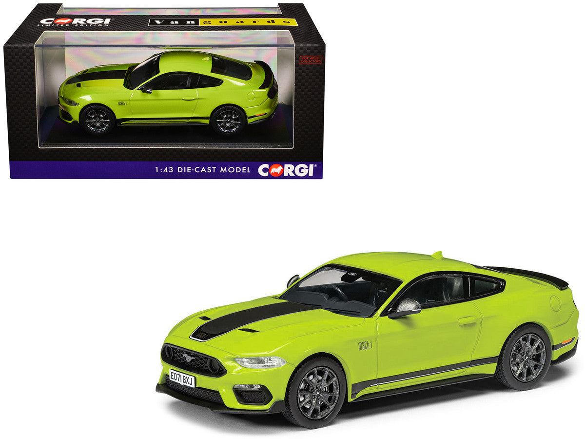 Ford Mustang Mk6 Mach 1 RHD (Right Hand Drive) Grabber Yellow with Black Stripes "Vanguards" Series 1/43 Diecast Model Car by Corgi-0