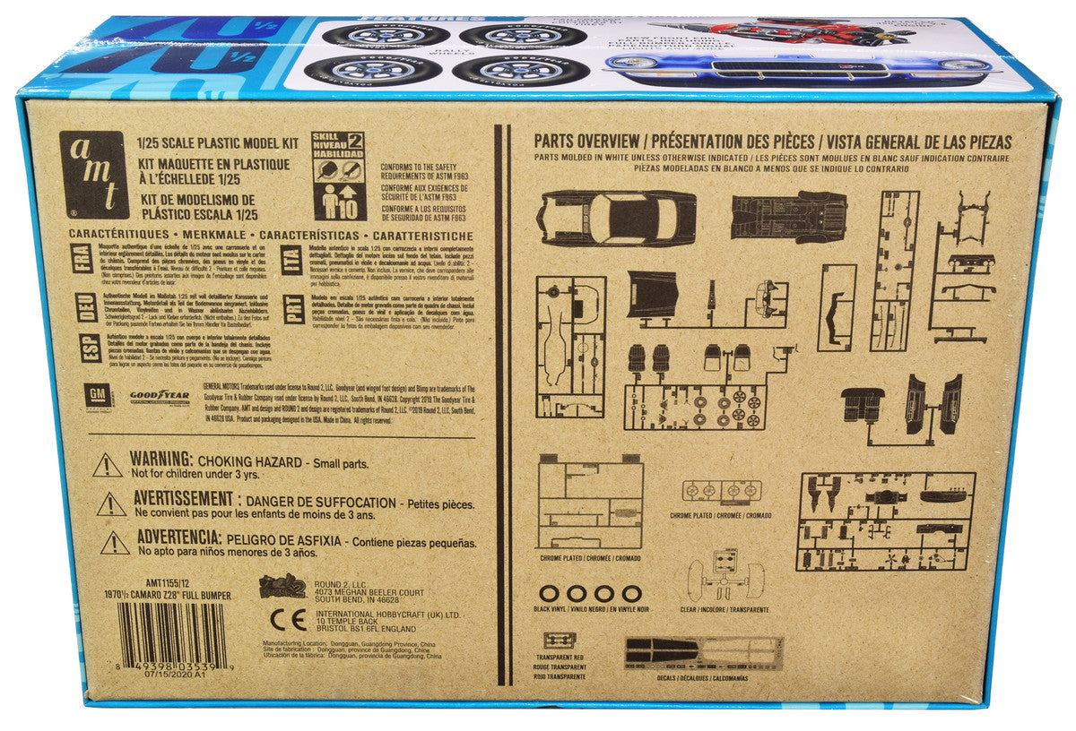 Skill 2 Model Kit 1970 1/2 Chevrolet Camaro Z28 "Full Bumper" 1/25 Scale Model by AMT-3