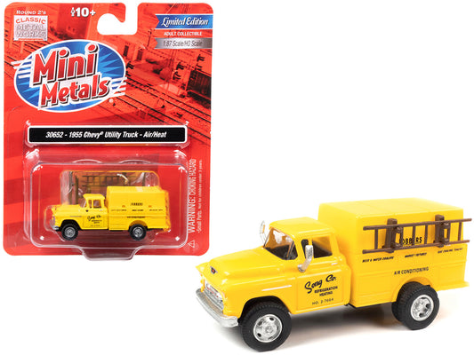 1955 Chevrolet Utility Truck Yellow "Song Co. Refrigeration and Heating" 1/87 (HO) Scale Model by Classic Metal Works-0