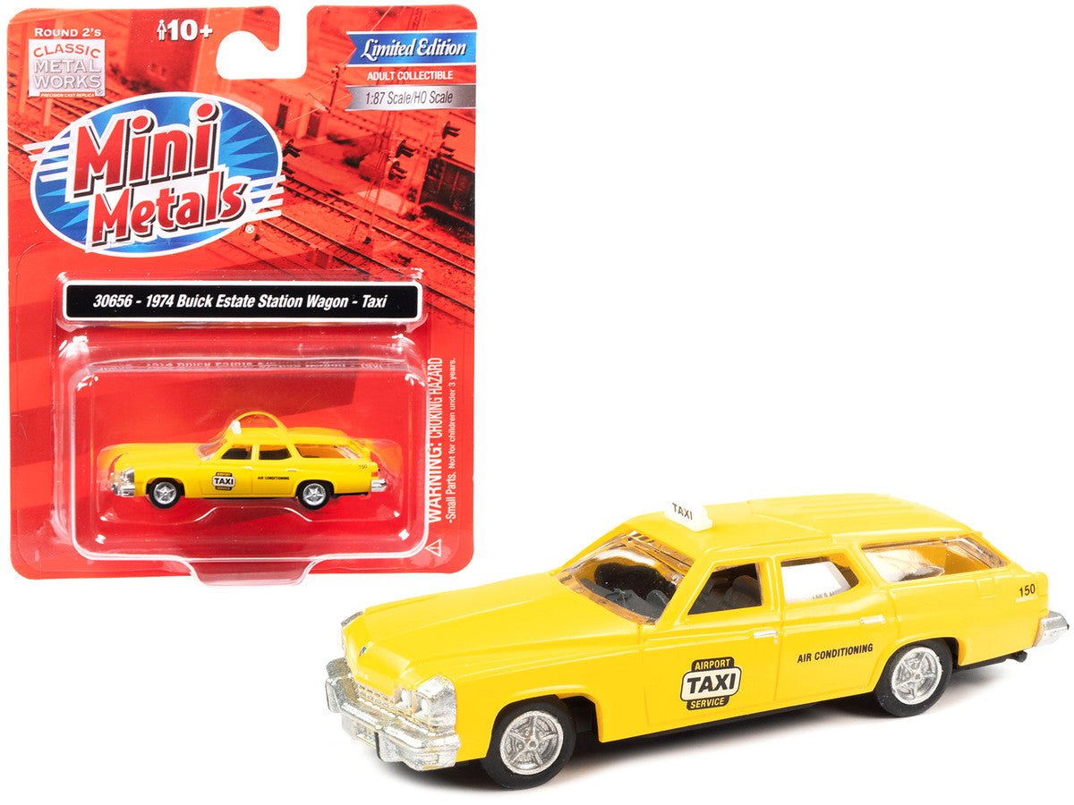 1974 Buick Estate Station Wagon Taxi Yellow 1/87 (HO) Scale Model by Classic Metal Works-0