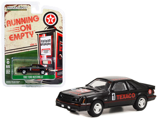 1982 Ford Mustang GT #1 Black "Texaco" "Running on Empty" Series 15 1/64 Diecast Model Car by Greenlight-0