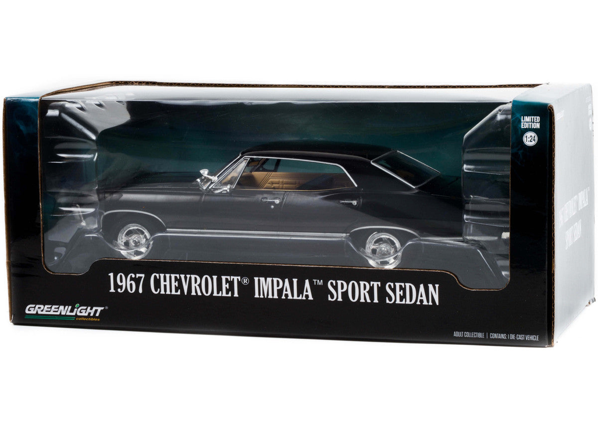 1967 Chevrolet Impala Sport Sedan Tuxedo Black 1/24 Diecast Model Car by Greenlight-2