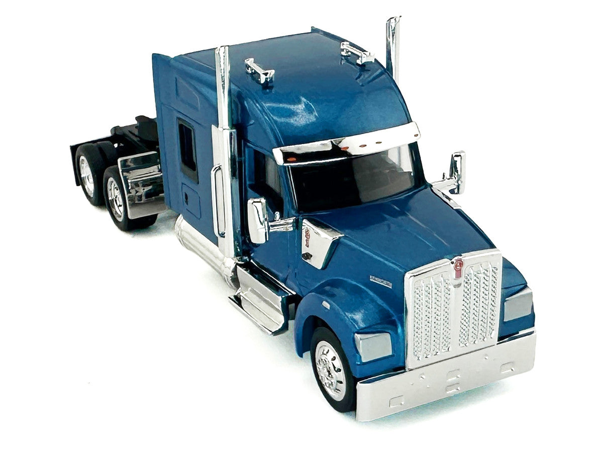 Kenworth W990 with Stand Up Sleeper Cab Blue Metallic 1/87 (HO) Plastic Model Car by HO Logistics-1