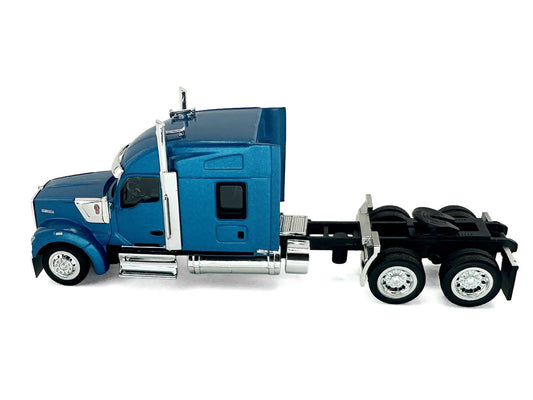 Kenworth W990 with Stand Up Sleeper Cab Blue Metallic 1/87 (HO) Plastic Model Car by HO Logistics-0