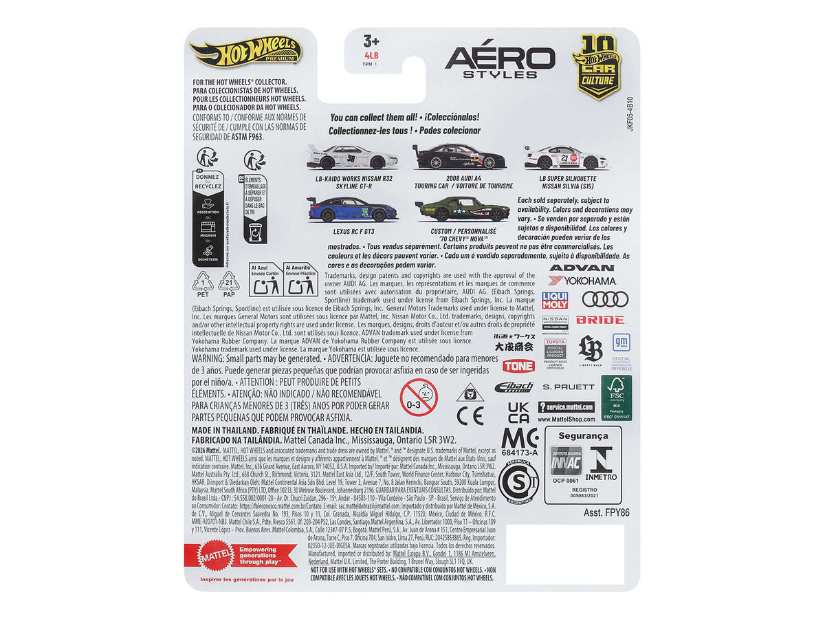Nissan Skyline GT-R (R32) LB-Kaido Works RHD (Right Hand Drive) #58 White with Gray Stripes "Aero Styles" Series Diecast Model Car by Hot Wheels-0