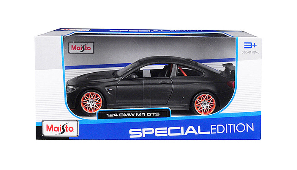 BMW M4 GTS Gray with Carbon Top and Orange Wheels 1/24 Diecast Model Car by Maisto-2