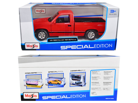 1993 Chevrolet 454 SS Pickup Truck Red 1/24 Diecast Model Car by Maisto-0