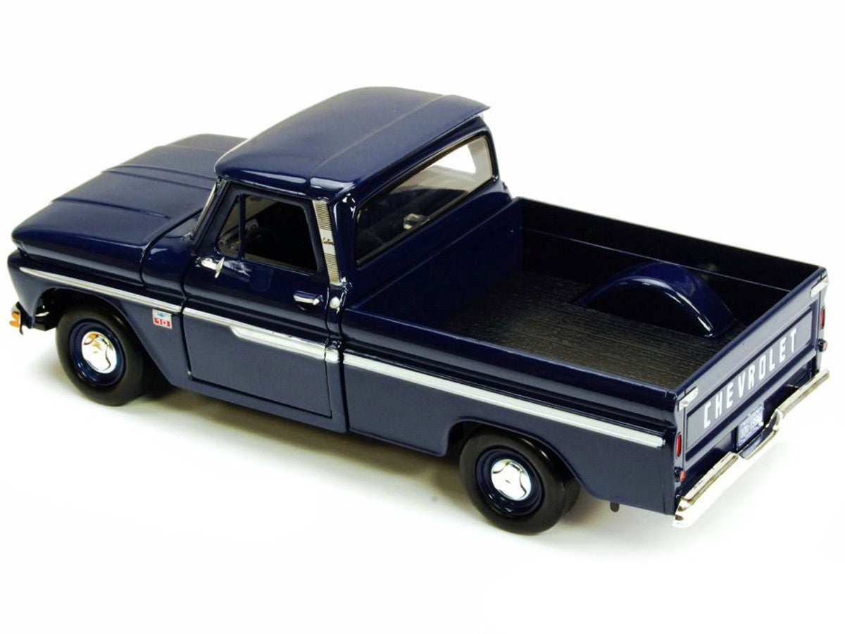 1966 Chevrolet C10 Fleetside Pickup Truck Dark Blue 1/24 Diecast Car Model by Motormax-1