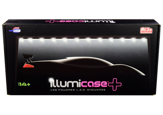 Black Collectible Display Show Case Illumicase+ with LED Lights and Mirror Base and Back for 1/64 1/43 1/32 1/24 1/18 Scale Models by Illumibox-0