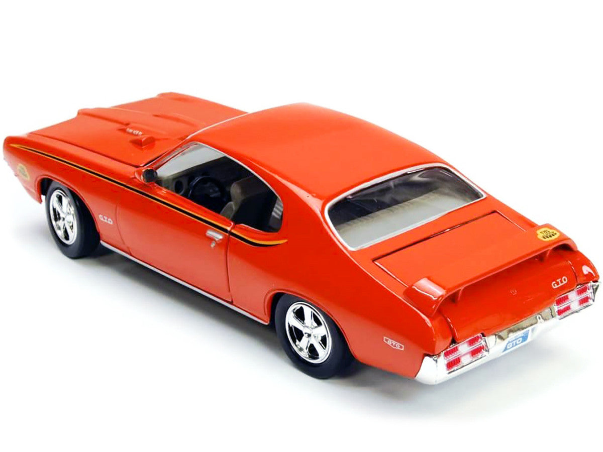 1969 Pontiac GTO Judge Orange with Stripes 1/24 Diecast Model Car by Motormax-1