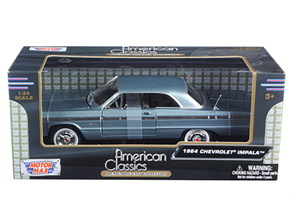 1964 Chevrolet Impala Blue 1/24 Diecast Model Car by Motormax-1