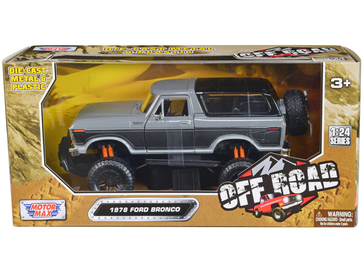 1978 Ford Bronco Custom Gray and Black "Off Road" Series 1/24 Diecast Model Car by Motormax-0