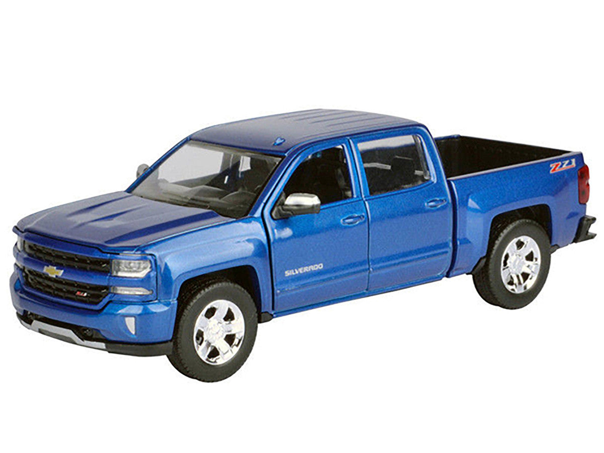 2017 Chevrolet Silverado 1500 LT Z71 Crew Cab Pickup Truck Blue 1/27 Diecast Model Car by Motormax-1