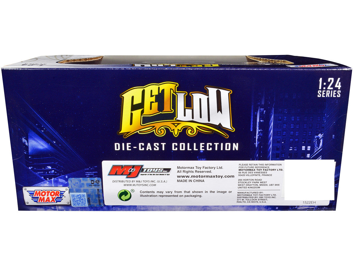 1966 GMC C1000 Fenderside Pickup Truck Lowrider Blue with White Top "Get Low" Series 1/24 Diecast Model Car by Motormax-0
