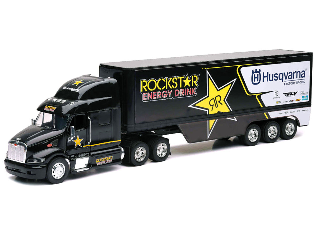 Peterbilt 387 Semi-Truck Black "Rockstar Energy Drink - Husqvarna Factory Racing" 1/32 Diecast Model by New Ray-1