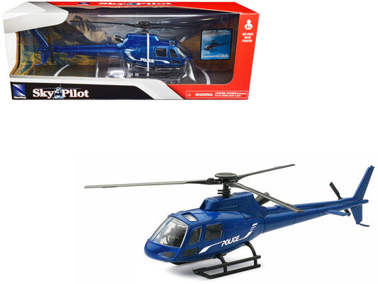 Eurocopter AS350 Helicopter Blue Metallic "Police" "Sky Pilot" Series 1/43 Diecast Model by New Ray-0