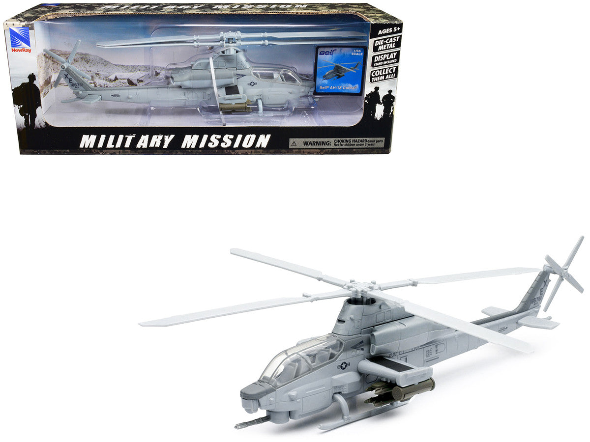 Bell AH-1Z Cobra Helicopter Gray "US Air Force" "Military Mission" Series 1/55 Diecast Model by New Ray-0