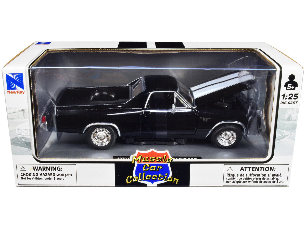 1970 Chevrolet El Camino SS Black with White Stripes "Muscle Car Collection" 1/25 Diecast Model Car by New Ray-1